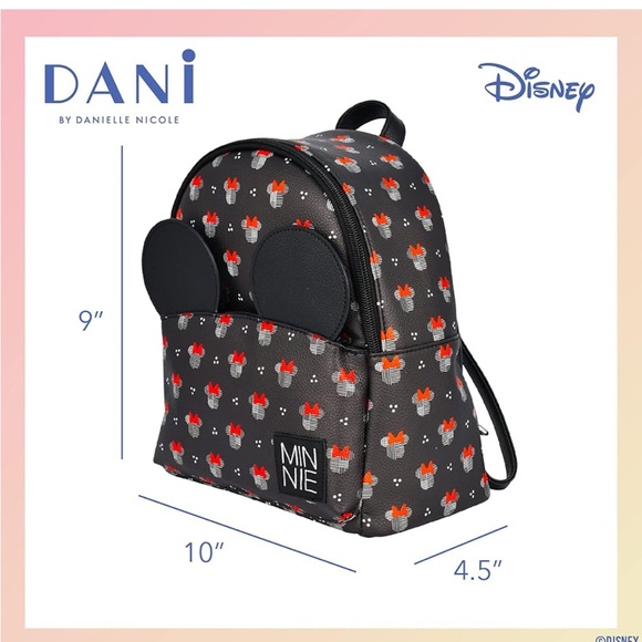 Disney Dani Danielle Nicole Black and Red Minnie Mouse Backpack Purse Adjustable main image 15